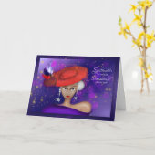 赤紫の華やかさとセンセーショナル誕生日 カード (黄色い花)