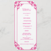 赤紫の華麗さの結婚式夕食メニューカード メニュー (正面/裏面)