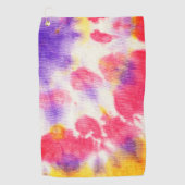 赤紫イエローホワイト絞り染めv1 ゴルフタオル (正面)