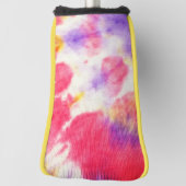 赤紫イエローホワイト絞り染めv1 ゴルフヘッドカバー (回転90)