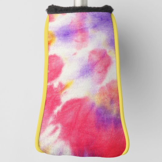 赤紫イエローホワイト絞り染めv1 ゴルフヘッドカバー (回転90)