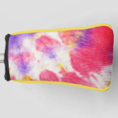 赤紫イエローホワイト絞り染めv1 ゴルフヘッドカバー (正面)