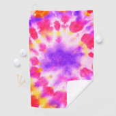 赤紫イエローホワイト絞り染めv2 ゴルフタオル (インサイチュ)