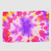 赤紫イエローホワイト絞り染めv2 ゴルフタオル (横)