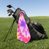 赤紫イエローホワイト絞り染めv2 ゴルフタオル (グリーン)