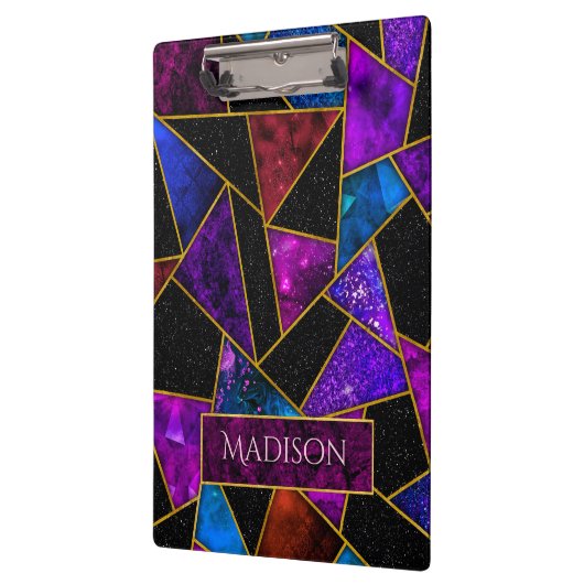 赤紫エレガント幾何ガーリー品 クリップボード (左)