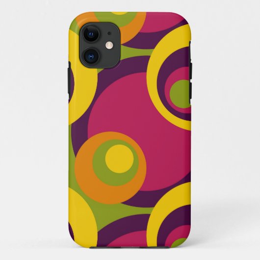 赤紫オレンジイエローレトロ円パターン Case-Mate iPhoneケース (裏面)