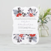 赤紫ミレニアルフローラシダタイポグラフィ 招待状 (スタンド正面)