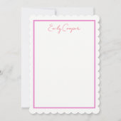 赤紫モダンホタテの縁カスタムメモカード ノートカード (正面)