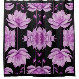 赤紫ロータス シャワーカーテン