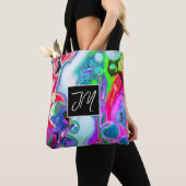 赤紫大理石流画パーソナライズされた術 トートバッグ (クローズアップ)