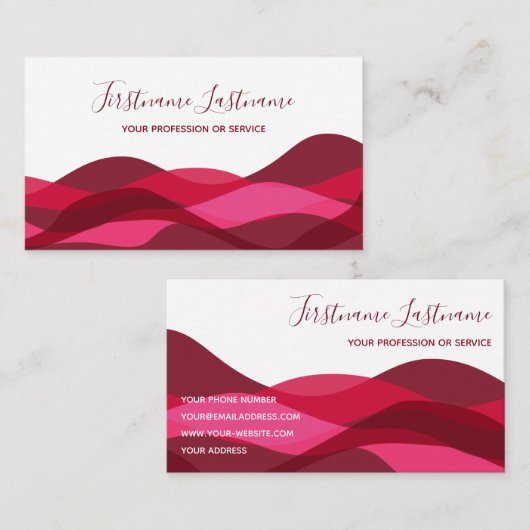 赤紫抽象芸術波書道 名刺 (正面/裏面)