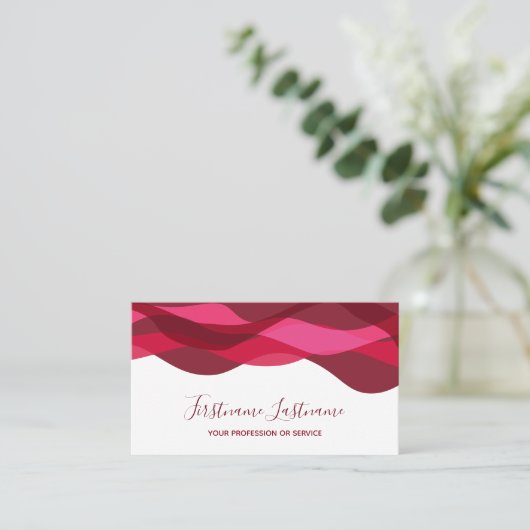 赤紫抽象芸術波書道 名刺 (スタンド正面)