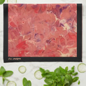 赤紫白色抽象芸術黒アクリル キッチンタオル (折り畳み)