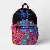 赤紫紫フローラ書道 プリントバックパック (正面)