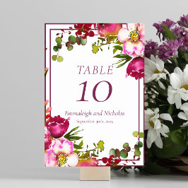 赤紫結婚色サンゴフローラ テーブルナンバー