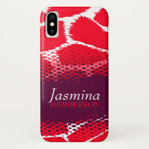 赤紫色のグラフィックアニマルプリントiphoneケース iPhone x ケース