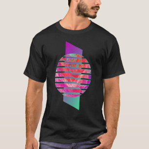 赤紫色の海緑の煙のモダンジオメトリパターン Tシャツ