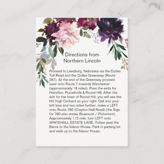 赤紫色の緑のフローラスプレーエンクロージャカード エンクロージャーカード (裏面)