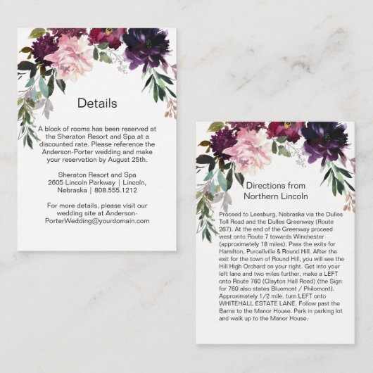 赤紫色の緑のフローラスプレーエンクロージャカード エンクロージャーカード (正面/裏面)