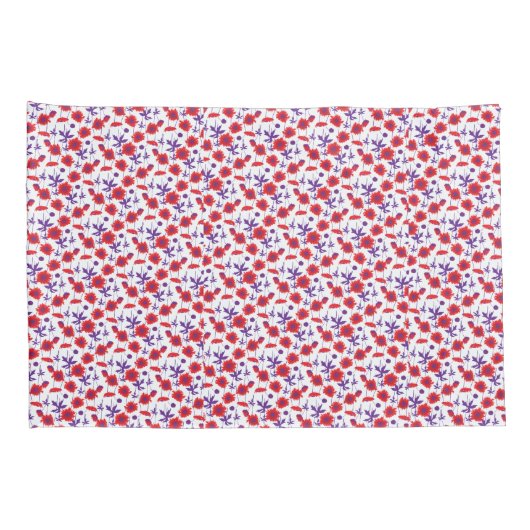 赤紫色の花ポピー枕 枕カバー (裏面-右)