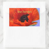 赤紫色の花 長方形シール (バッグ)