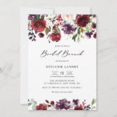 赤紫色水彩花環婚前早午餐邀請函 招待状 (正面)