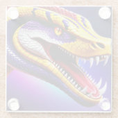 赤紫鮮やか白と黄のコブラはかりで測 ガラスコースター (裏面)