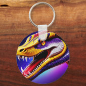 赤紫鮮やか白と黄のコブラはかりで測 キーホルダー (裏面)