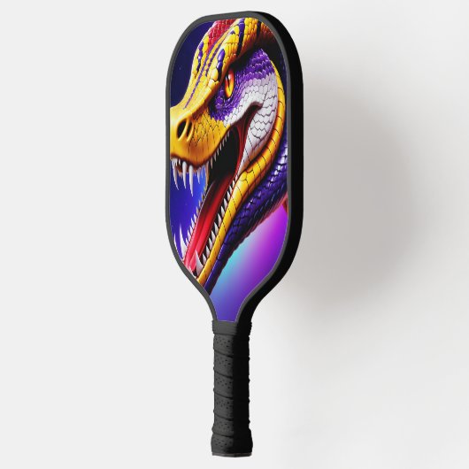 赤紫鮮やか白と黄のコブラはかりで測 ピックルボールラケット (左)