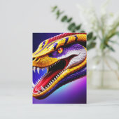 赤紫鮮やか白と黄のコブラはかりで測 ポストカード (スタンド正面)