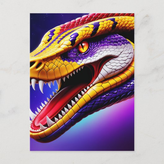赤紫鮮やか白と黄のコブラはかりで測 ポストカード (正面)