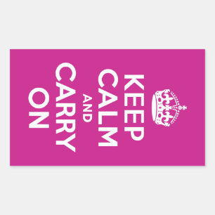 赤紫Keep Calm and Carry On 長方形シール