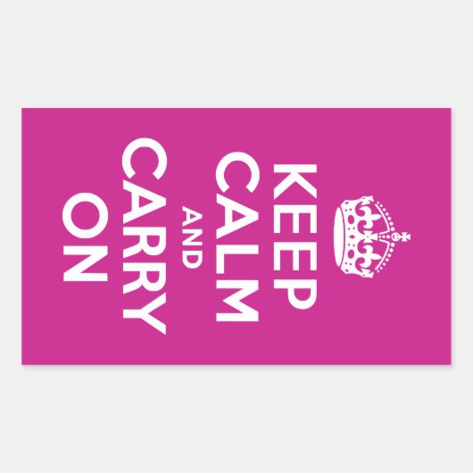 赤紫Keep Calm and Carry On 長方形シール (正面)
