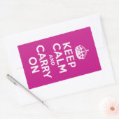 赤紫Keep Calm and Carry On 長方形シール (封筒)