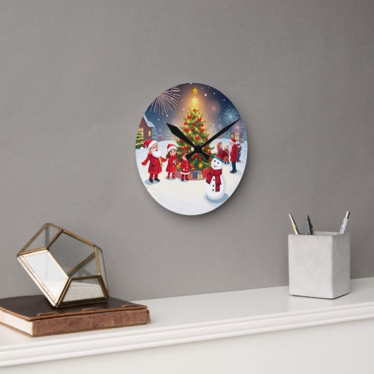 赤細工の休日お祝い:クリスマスとN ラウンド壁時計 (オフィス)