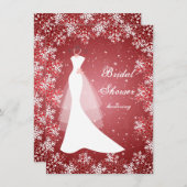 赤結婚いブライダルシャワーの着物 招待状 (正面/裏面)