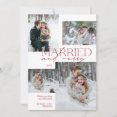 赤結婚したとメリー写真モダン新婚ホリデー シーズンカード (正面)