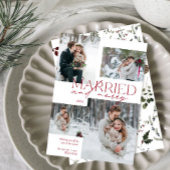 赤結婚したとメリー写真モダン新婚ホリデー シーズンカード