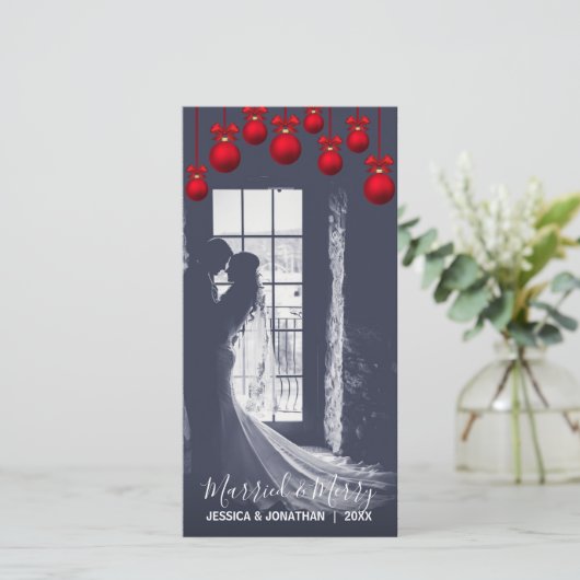 赤結婚したとメリー初めてのクリスマス | 写真の追加 シーズンカード (スタンド正面)