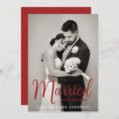 赤結婚したと新メリー婚の写真クリスマス シーズンカード (正面/裏面)