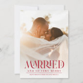 赤結婚したエレガントタイポグラフィ写真クリスマス シーズンカード (正面)