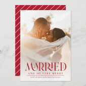 赤結婚したエレガントタイポグラフィ写真クリスマス シーズンカード (正面/裏面)
