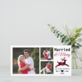 赤結婚したメリーバッファロープレイドクリスマス写真 シーズンカード (スタンド正面)