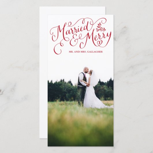 赤結婚した手文字メリー付き休日 シーズンカード (正面/裏面)