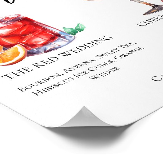 赤結婚のシグネチャカクテルメニュー ポスター (角)