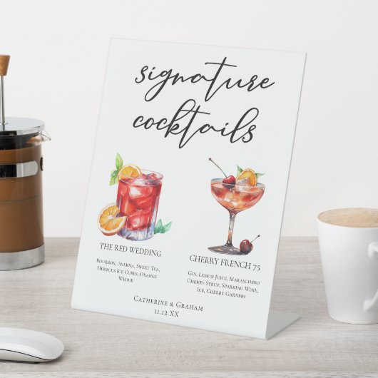 赤結婚のシグネチャカクテルメニュー 台座サイン (インサイチュ)