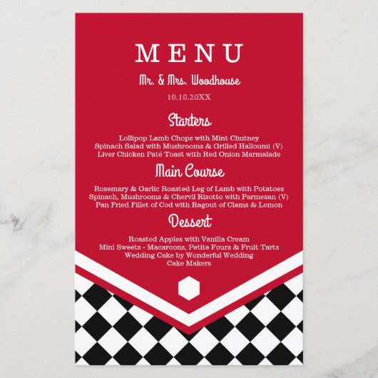 赤結婚のメニューと黒のパタ市松模様にーン (正面)