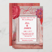 赤結婚の素朴フローラ 招待状 (正面/裏面)