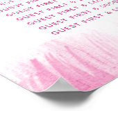 赤結婚ピンク抽象芸術アートテーブルプラン ポスター (角)